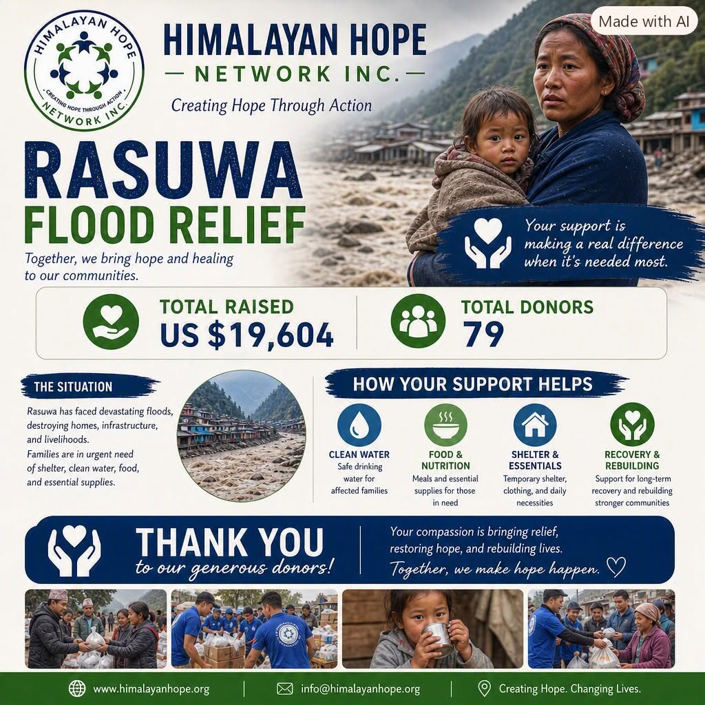 Himalayan Hope Network Raises Funds for Rasuwa–Bhotekoshi Flood Victims